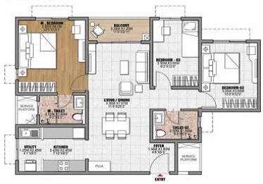 Sobha Navalur 2 BHK floor plan